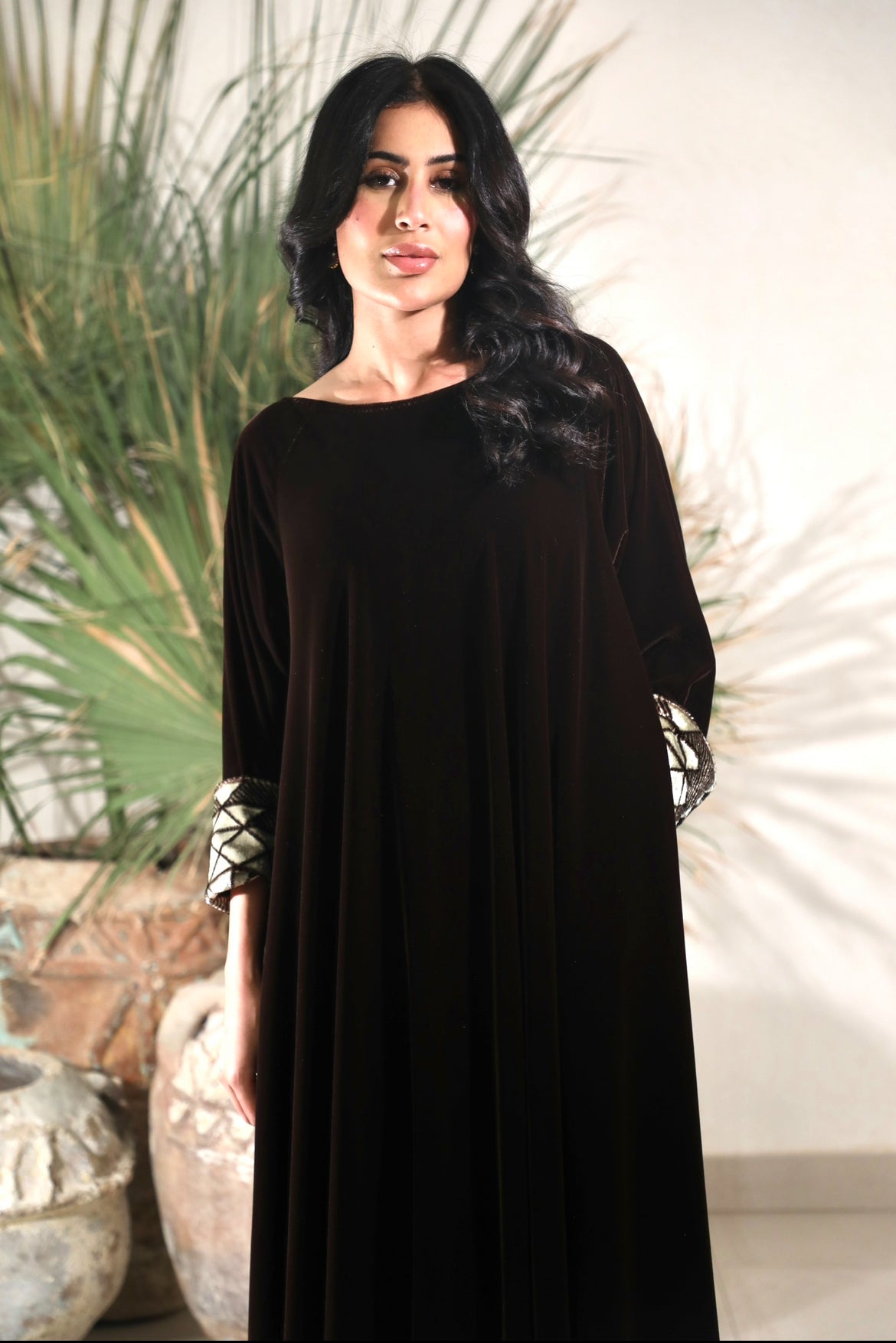 Chocolate Brown Velvet kaftan