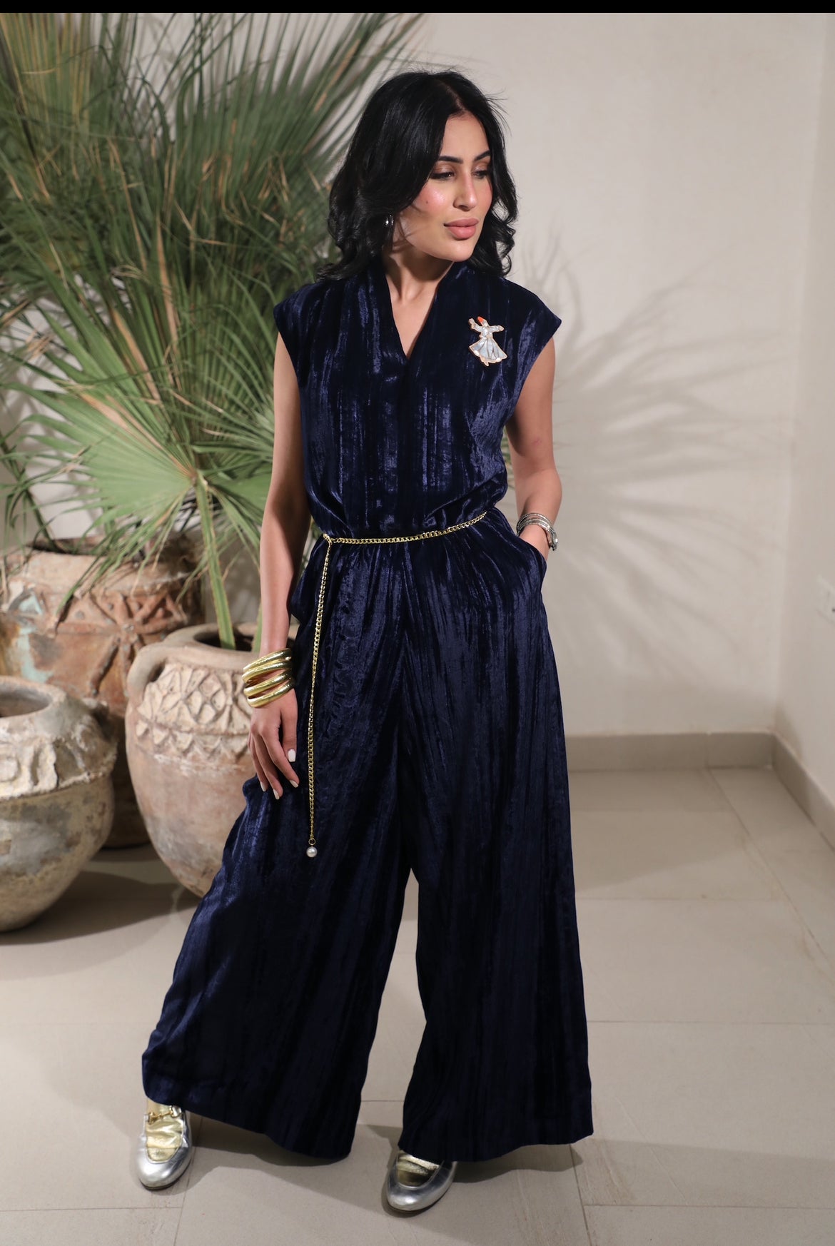 Velvet Navy Jumpsuit