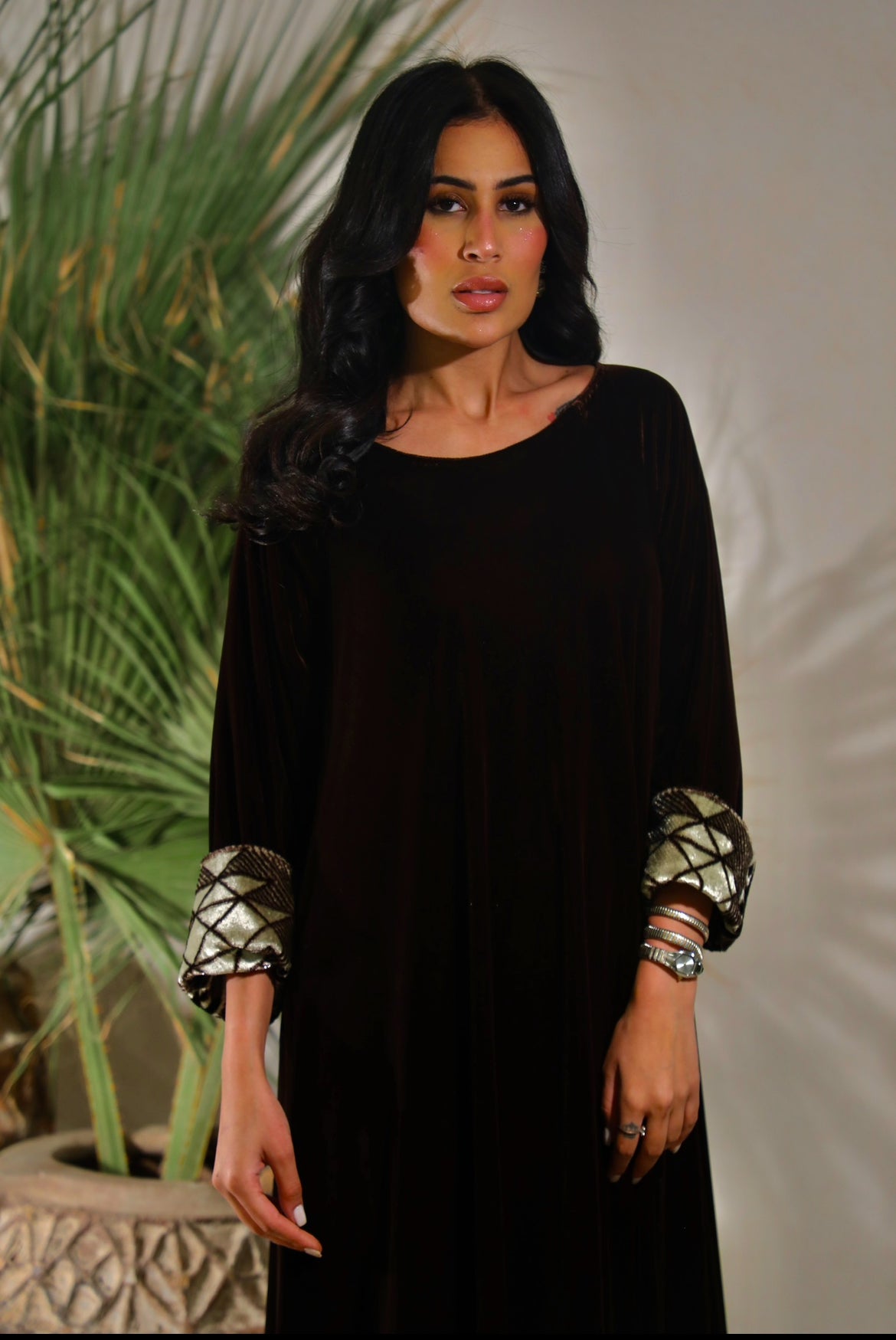 Chocolate Brown Velvet kaftan