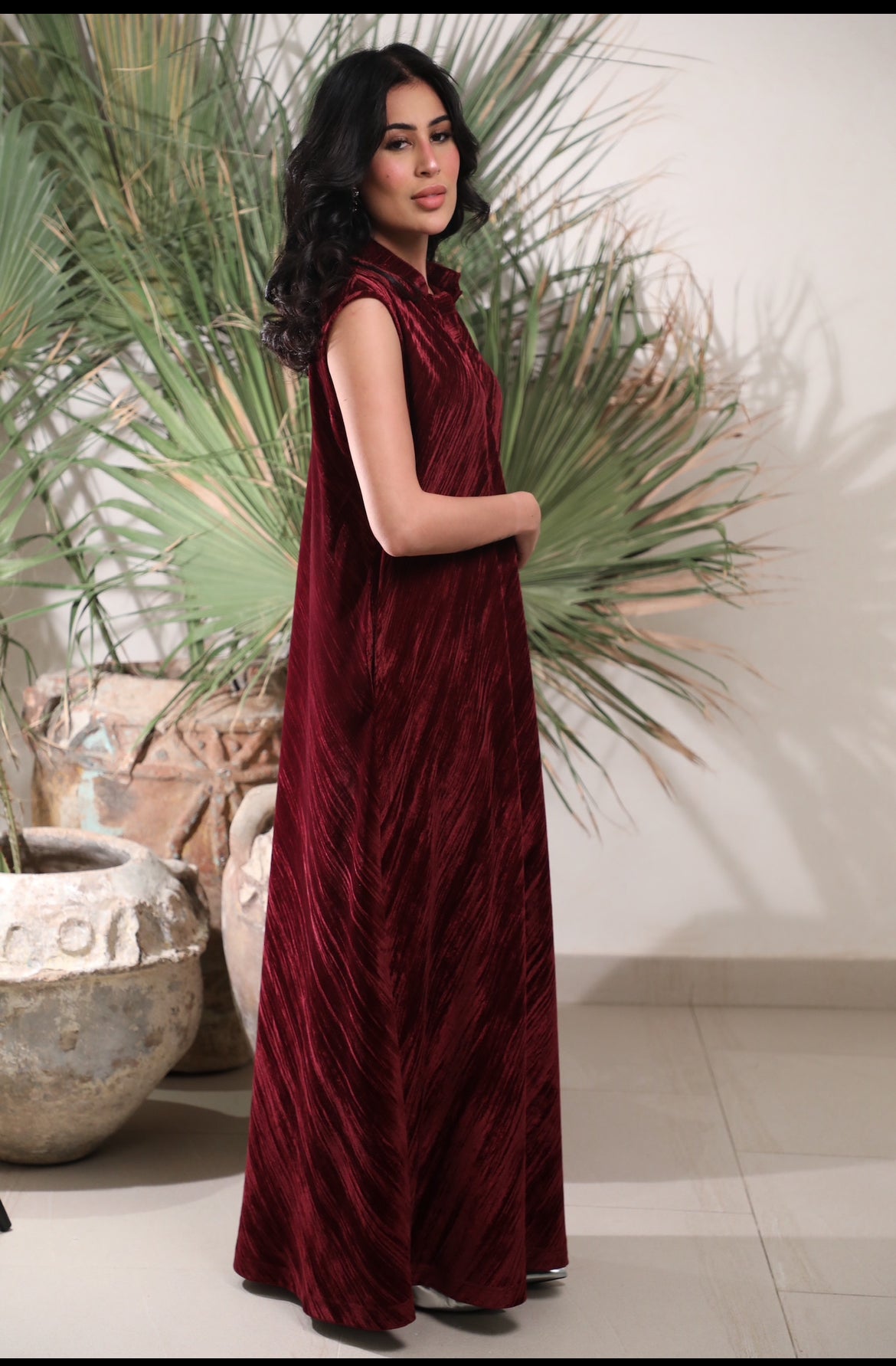 Maroon velvet dress