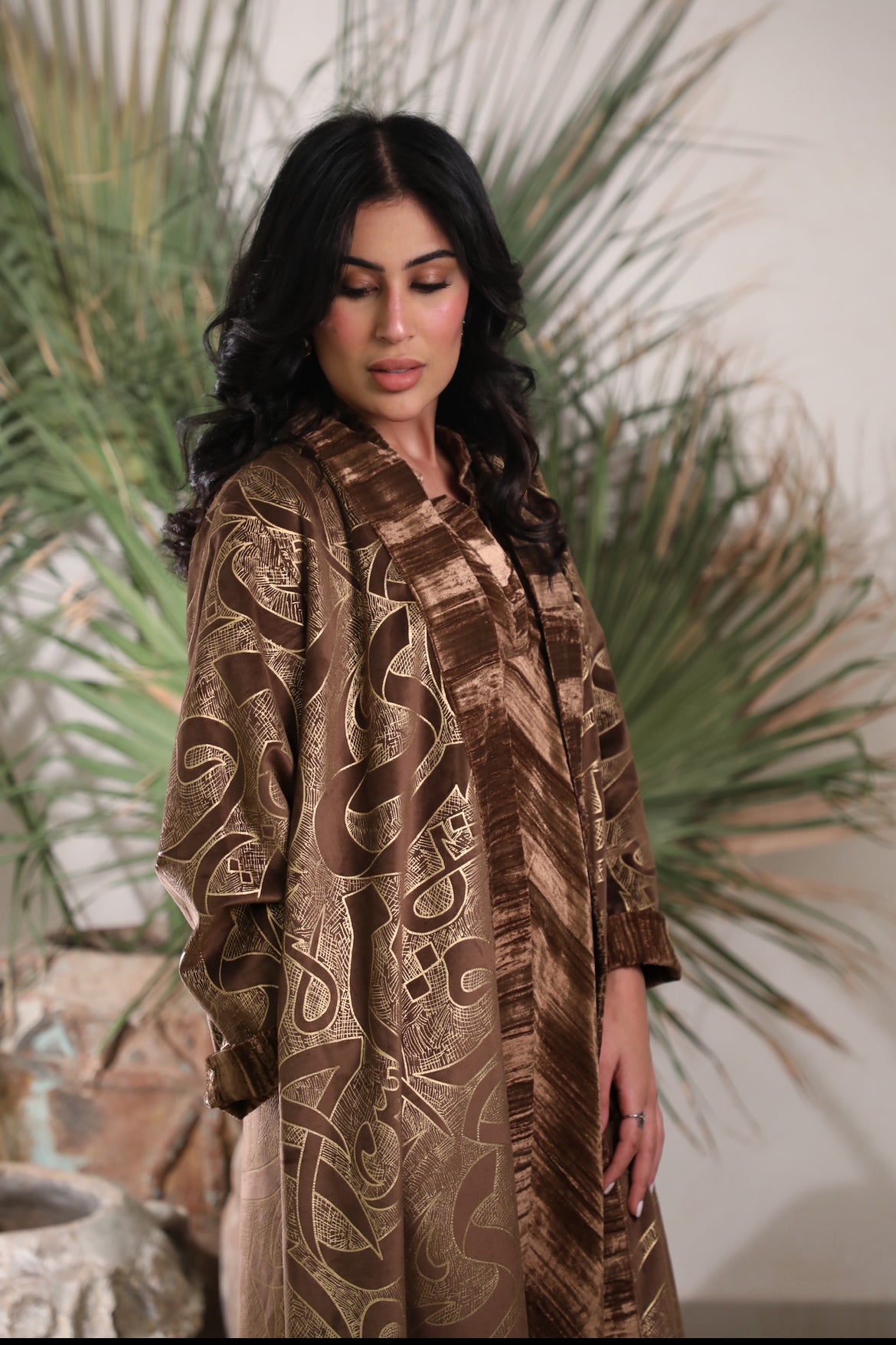 Velvet Bisht Golden Calligraphy Print