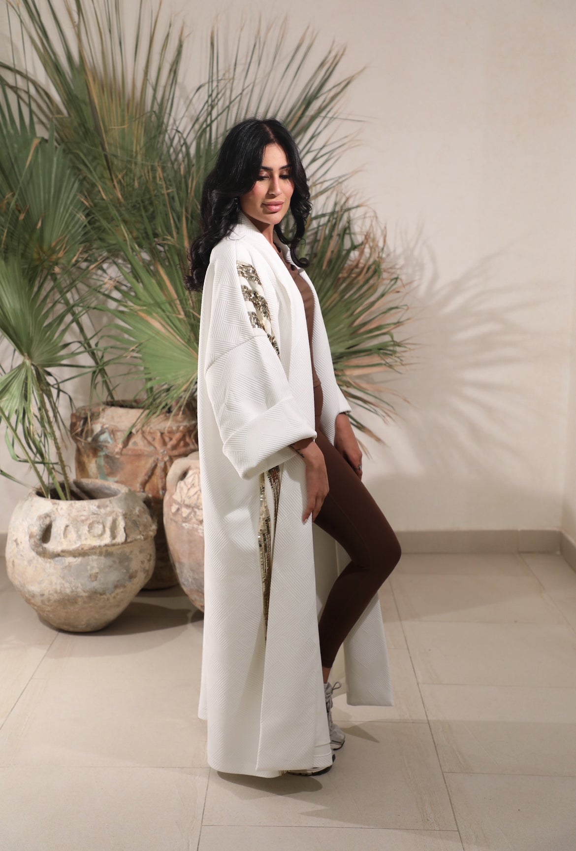 White Linned Bisht