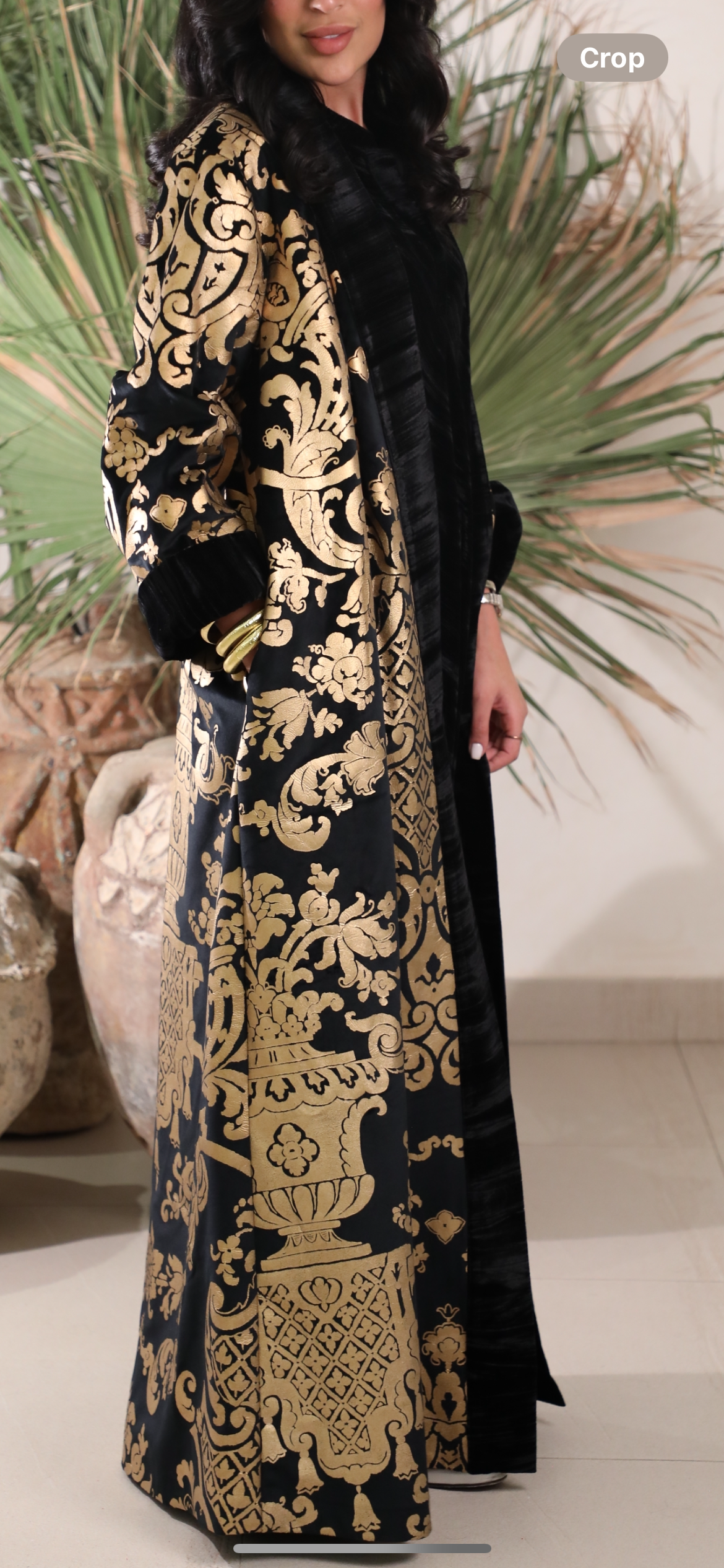 Black Bisht with Golden Print